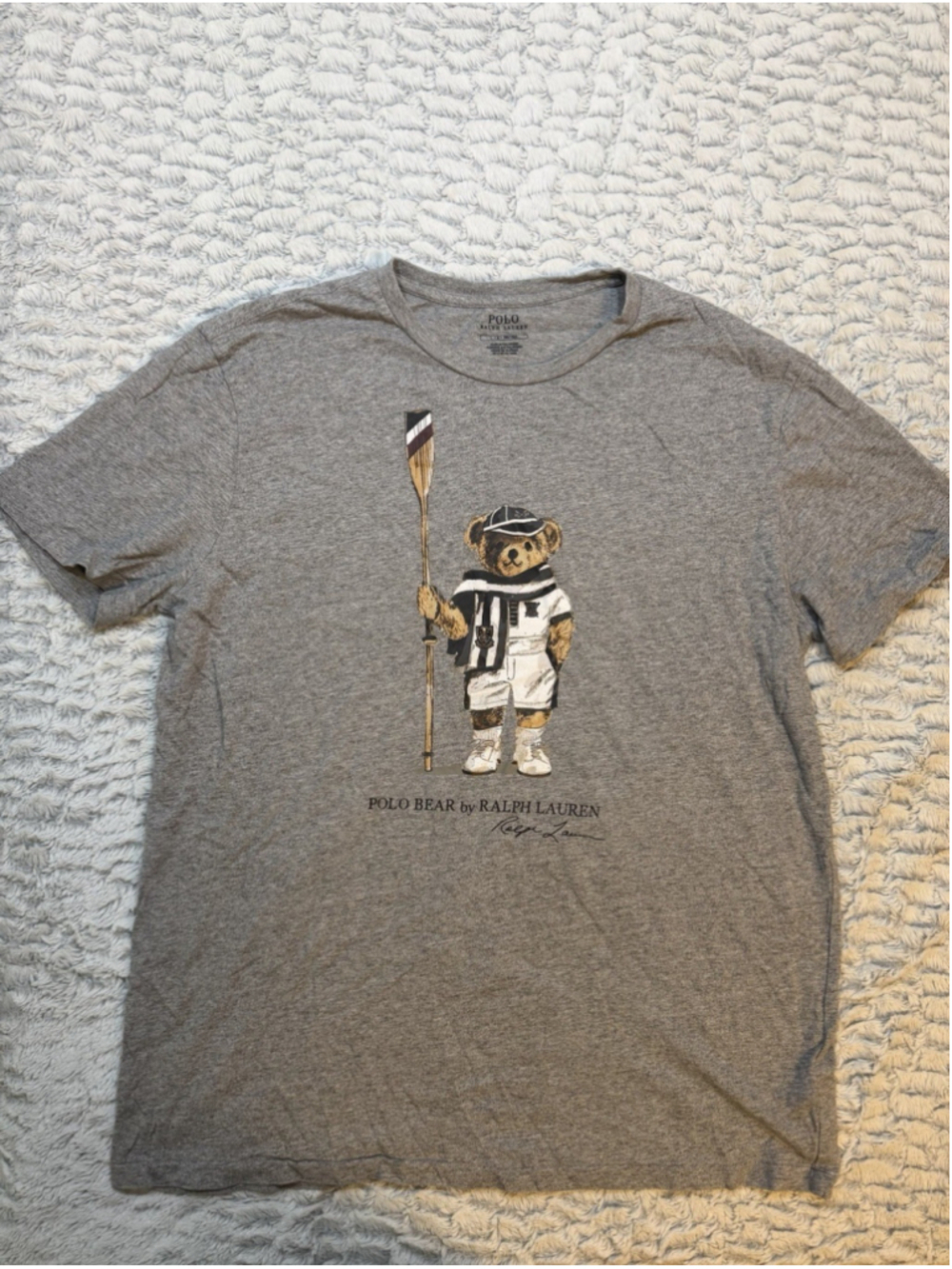 Polo Ralph Lauren Men's Gray Polo Bear Graphic Logo Crew Neck T-Shirt XL
